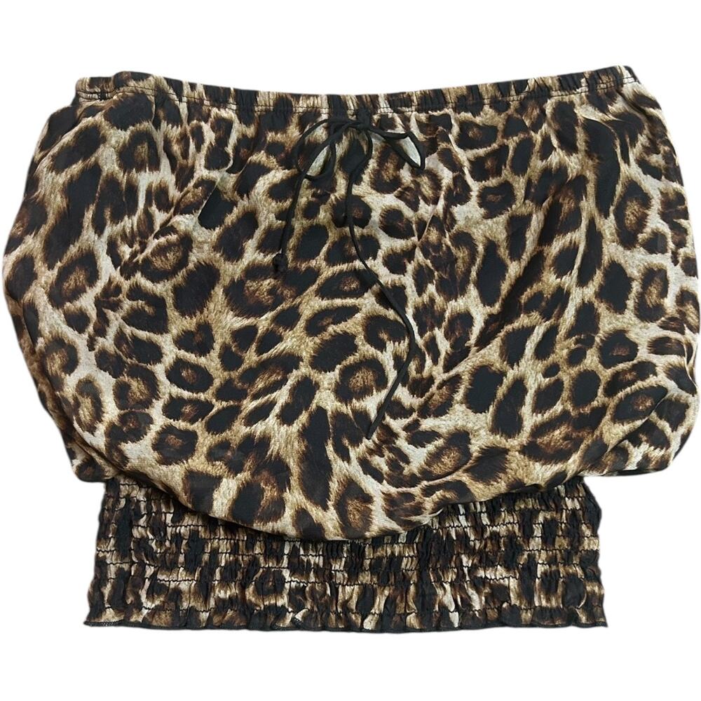 Cheetah Y2K Fashion Exit Tie Scrunch Tube Top